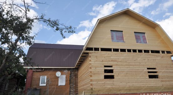 Пристройка из бруса и общая крыша — объект в Щурово