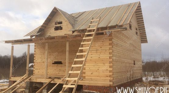 Брусовой дом 9х12 в Тульской области — зима 2013