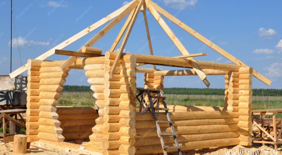 Рубленая беседка из бревен, 3*3 м