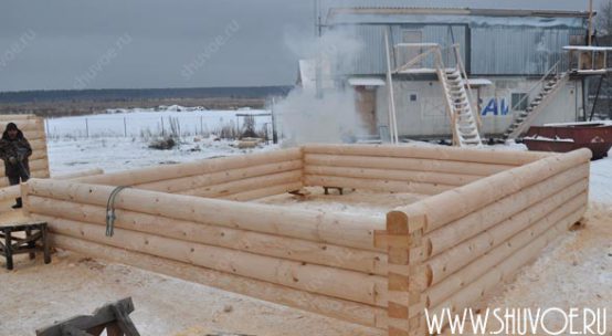 Рубка сруба 6х6 в «лапу»