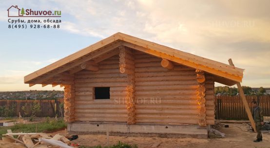 Баня 7х8 с рублеными фронтонами в Шарапово