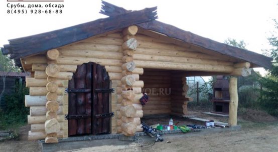 Рубленая беседка 3х6 с углами «вразлет» — установлена в Порядино