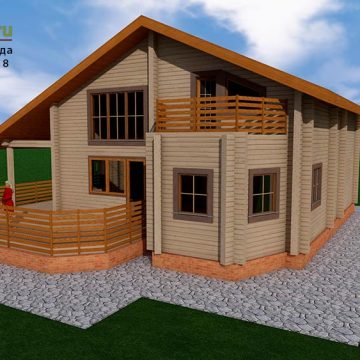 3Д модель дома из бруса: перспективное изображение