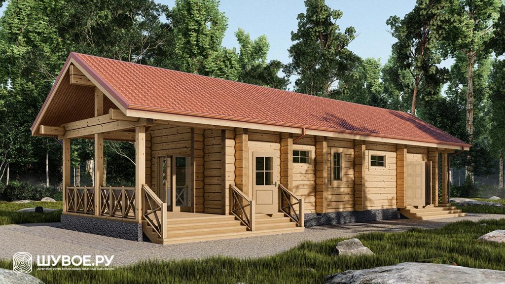 Проект бани 60 м2 из лафета.